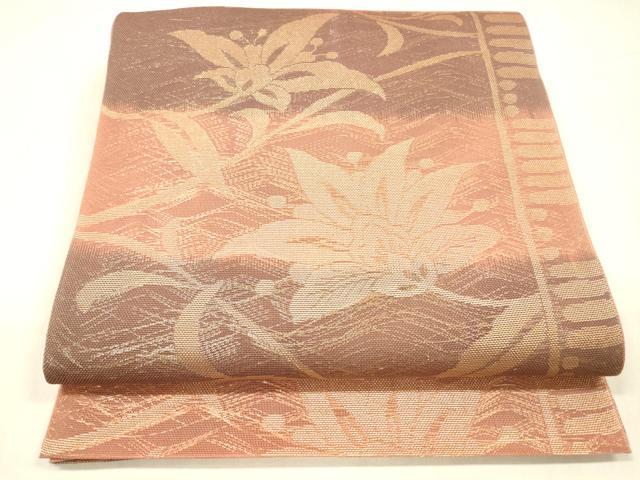 平和屋着物＊夏物 六通柄 本袋帯 更紗花文 金糸 正絹 逸品 DABC8696cm