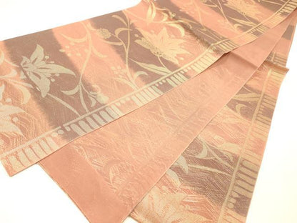 平和屋着物＊夏物 六通柄 本袋帯 更紗花文 金糸 正絹 逸品 DABC8696cm