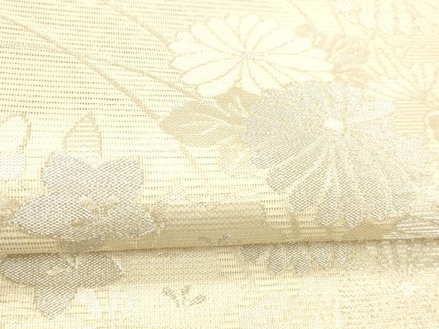 平和屋着物＊夏物 六通柄袋帯 玉すだれ 籬草花文 銀糸 正絹 逸品 DABC8697cm