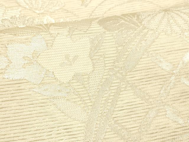 平和屋着物＊夏物 六通柄袋帯 玉すだれ 籬草花文 銀糸 正絹 逸品 DABC8697cm