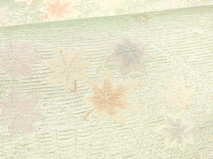 平和屋着物＊夏物 六通柄袋帯 扇面草花文 銀糸 正絹 逸品 DABC8699cm