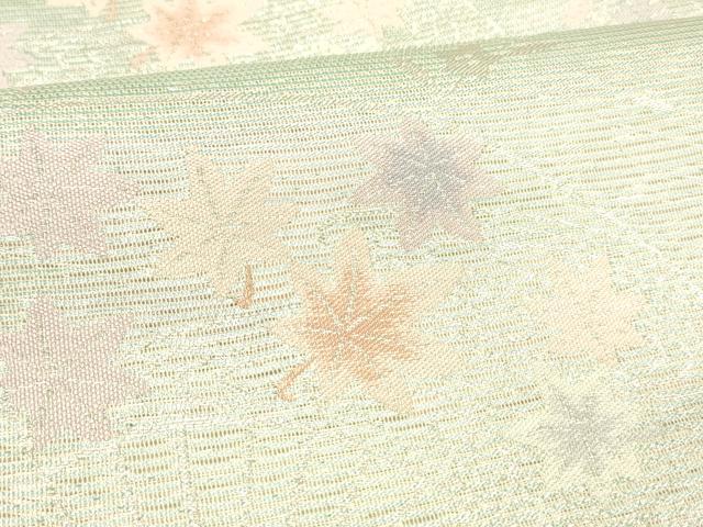 平和屋着物＊夏物 六通柄袋帯 扇面草花文 銀糸 正絹 逸品 DABC8699cm