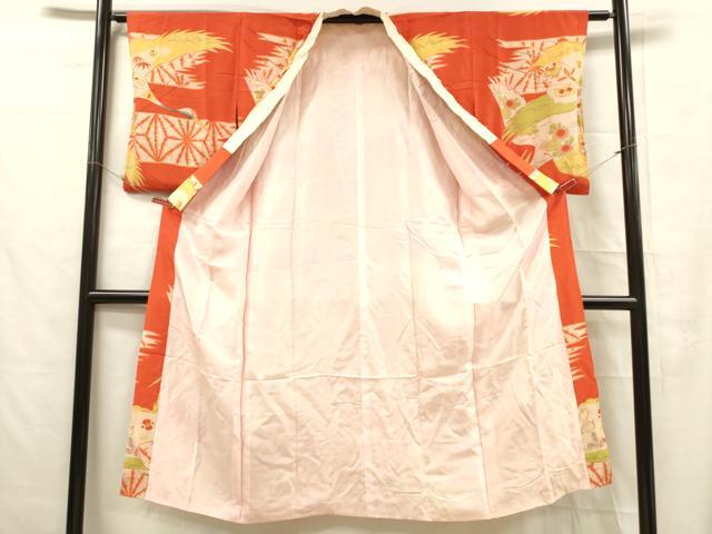平和屋着物■長襦袢　袷　駒刺繍　宝尽くし飛鶴花文　松竹梅　正絹　逸品　DABC8706cm
