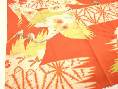 平和屋着物■長襦袢　袷　駒刺繍　宝尽くし飛鶴花文　松竹梅　正絹　逸品　DABC8706cm