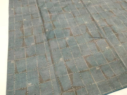 平和屋着物■上質な紬　格子　正絹　逸品　DABC8709cm