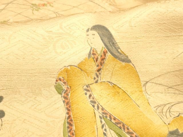平和屋着物■訪問着 手描き 人物草花文 正絹 逸品 DABC8710cm