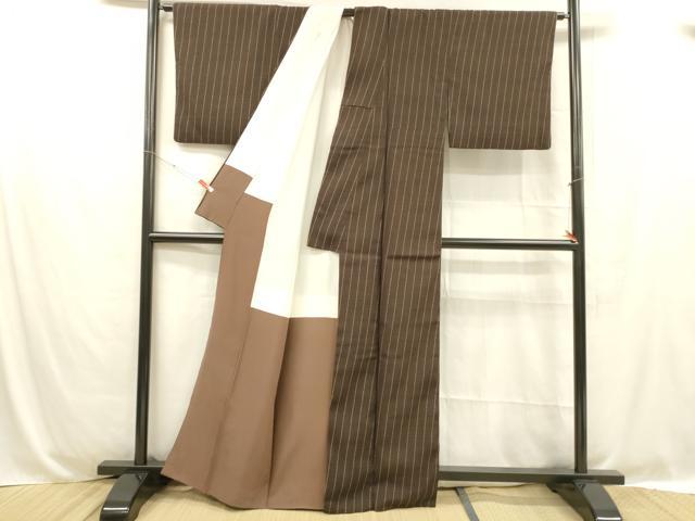 平和屋着物■上質な紬 間道 正絹 逸品 DABC8711cm