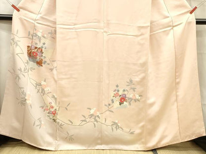 平和屋着物■訪問着 草花文 暈し染め 金彩 正絹 逸品 DABC8720cm