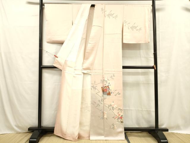 平和屋着物■訪問着 草花文 暈し染め 金彩 正絹 逸品 DABC8720cm
