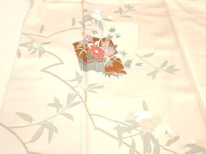 平和屋着物■訪問着 草花文 暈し染め 金彩 正絹 逸品 DABC8720cm
