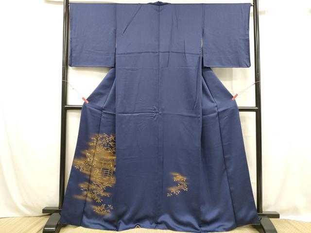 平和屋着物■訪問着 風景笹の葉文 暈し染め 金彩 正絹 逸品 DABC8721cm