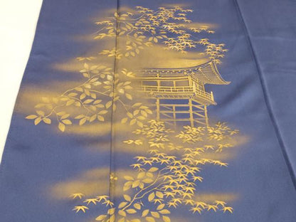 平和屋着物■訪問着 風景笹の葉文 暈し染め 金彩 正絹 逸品 DABC8721cm