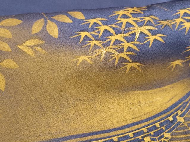 平和屋着物■訪問着 風景笹の葉文 暈し染め 金彩 正絹 逸品 DABC8721cm
