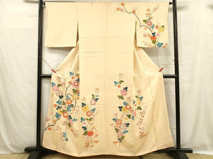 平和屋着物■訪問着 草花文 金彩 正絹 逸品 DABC8722cm