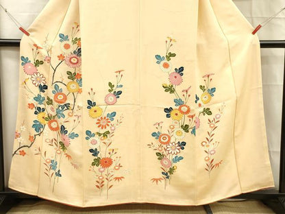 平和屋着物■訪問着 草花文 金彩 正絹 逸品 DABC8722cm