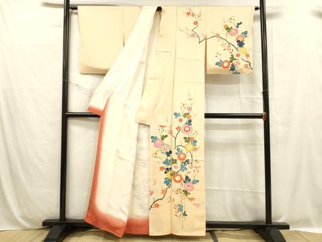 平和屋着物■訪問着 草花文 金彩 正絹 逸品 DABC8722cm