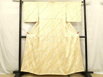 平和屋着物■上質な小紋 絞り 斜線文 正絹 逸品 DABC8723cm