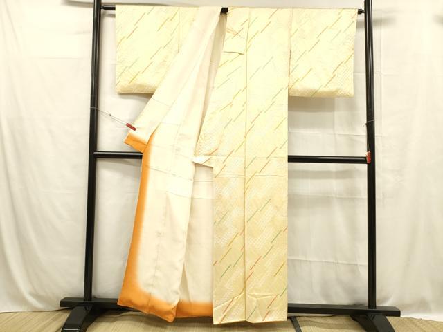 平和屋着物■上質な小紋 絞り 斜線文 正絹 逸品 DABC8723cm