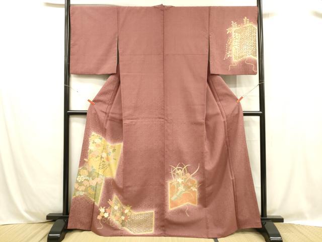 平和屋着物■訪問着 鹿の子草花文 暈し染め 金彩 正絹 逸品 DABC8730cm