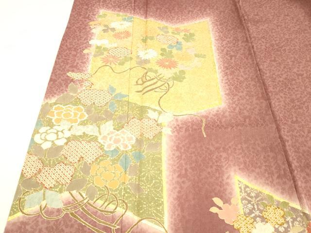 平和屋着物■訪問着 鹿の子草花文 暈し染め 金彩 正絹 逸品 DABC8730cm