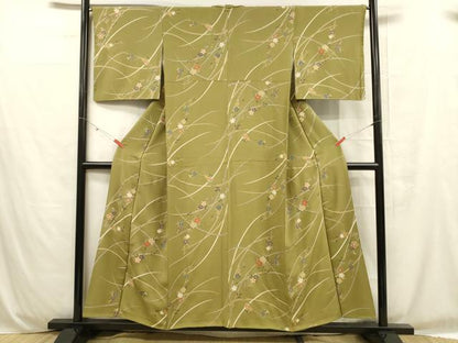 平和屋着物■上質な小紋 枝花文 金彩 正絹 逸品 DABC8732cm