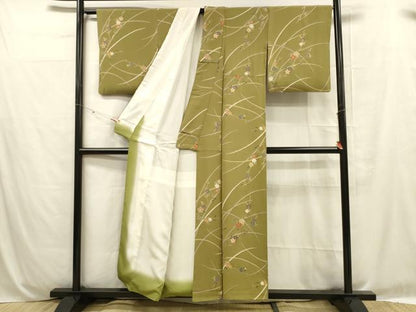平和屋着物■上質な小紋 枝花文 金彩 正絹 逸品 DABC8732cm