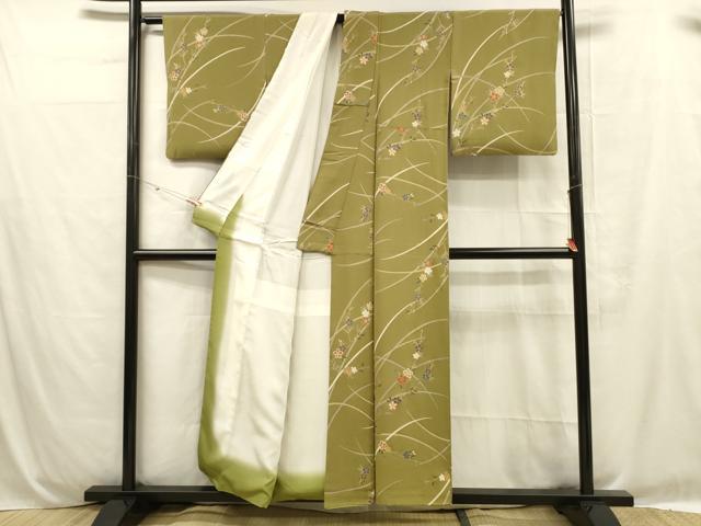 平和屋着物■上質な小紋 枝花文 金彩 正絹 逸品 DABC8732cm