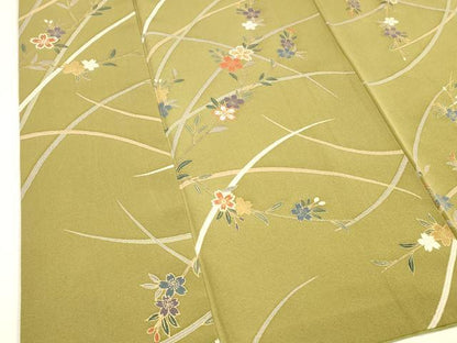平和屋着物■上質な小紋 枝花文 金彩 正絹 逸品 DABC8732cm