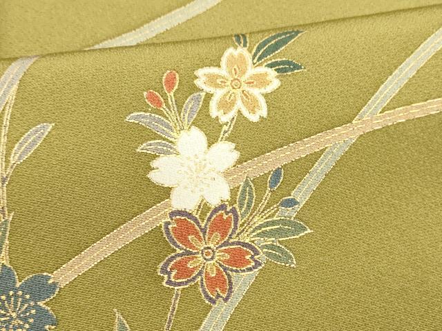 平和屋着物■上質な小紋 枝花文 金彩 正絹 逸品 DABC8732cm