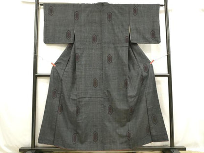 平和屋着物■上質な紬 亀甲柄 正絹 逸品 DABC8735cm
