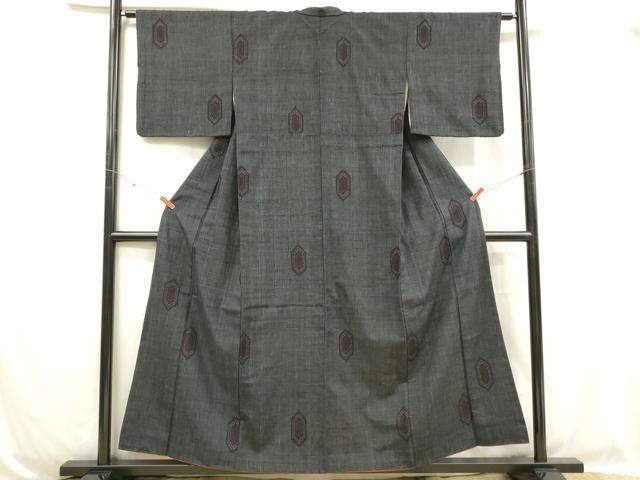 平和屋着物■上質な紬 亀甲柄 正絹 逸品 DABC8735cm