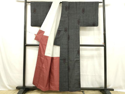 平和屋着物■上質な紬 亀甲柄 正絹 逸品 DABC8735cm