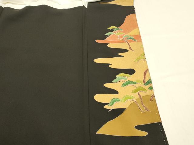 平和屋着物■豪華黒留袖 作家物 人物風景文 暈し染め 金彩 正絹 逸品 DABC8737cm