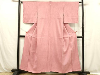 平和屋着物■上質な色無地 霞地紋 桃色 正絹 逸品 未使用 DABC8745cm