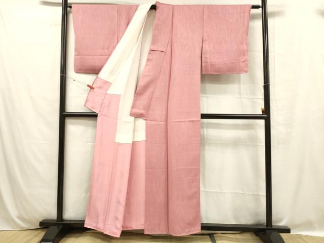 平和屋着物■上質な色無地 霞地紋 桃色 正絹 逸品 未使用 DABC8745cm
