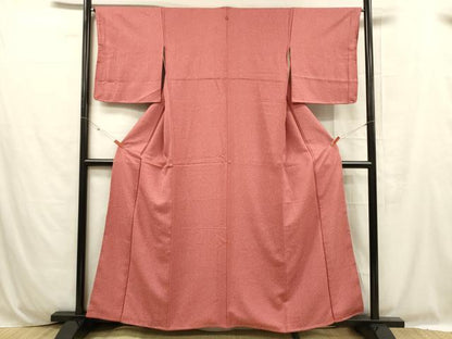 平和屋着物■上質な色無地 霞地紋 銀朱色 正絹 逸品 未使用 DABC8746cm