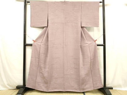 平和屋着物■上質な色無地 人物風景地紋 紅藤色 正絹 逸品 DABC8747cm