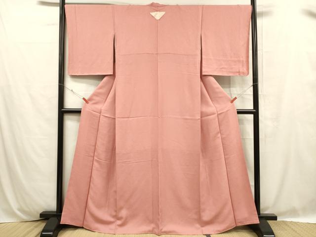 平和屋着物■上質な色無地 霞地紋 薄紅色 反端付き 正絹 逸品 未使用 DABC8750cm