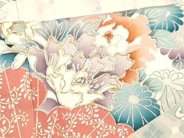 平和屋着物■豪華黒留袖 駒刺繍 飛鶴檜扇草花文 金彩 正絹 逸品 DABC8754cm