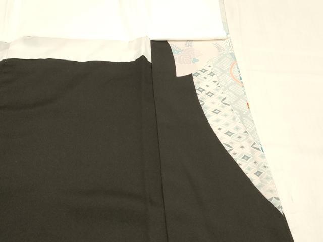 平和屋着物■豪華黒留袖 駒刺繍 飛鶴檜扇草花文 金彩 正絹 逸品 DABC8754cm