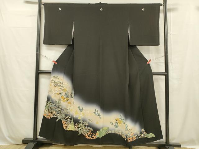 平和屋着物■豪華黒留袖 作家物 刺繍 風景文 松竹梅 暈し染め 金彩 正絹 逸品 DABC8757cm