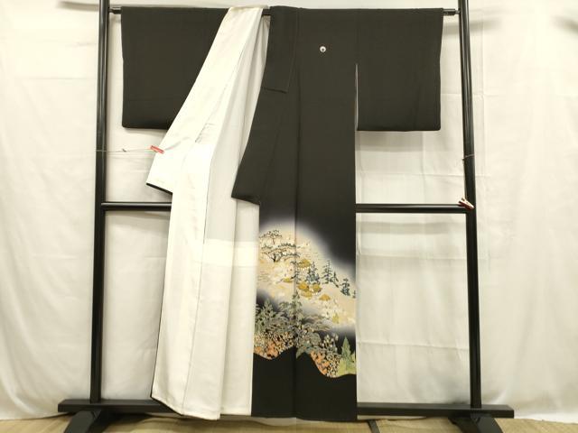 平和屋着物■豪華黒留袖 作家物 刺繍 風景文 松竹梅 暈し染め 金彩 正絹 逸品 DABC8757cm