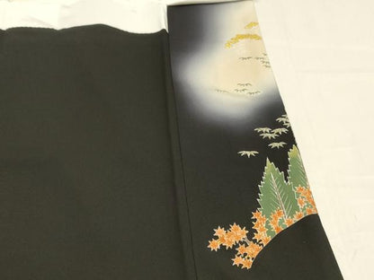 平和屋着物■豪華黒留袖 作家物 刺繍 風景文 松竹梅 暈し染め 金彩 正絹 逸品 DABC8757cm