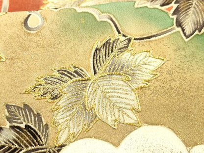 平和屋着物■豪華黒留袖 駒刺繍 蔦の葉文 金彩 正絹 逸品 未使用 DABC8759cm