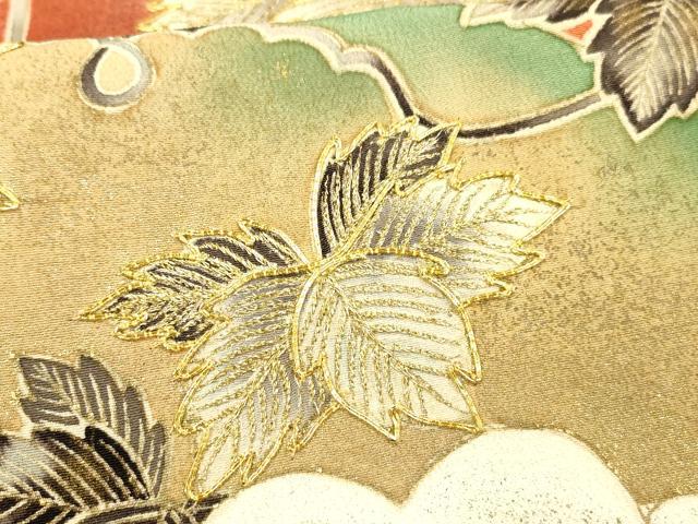 平和屋着物■豪華黒留袖 駒刺繍 蔦の葉文 金彩 正絹 逸品 未使用 DABC8759cm