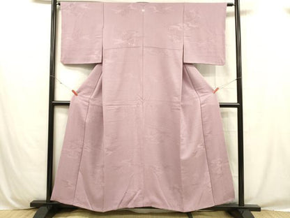 平和屋着物■上質な色無地 風景地紋 紅藤色 正絹 逸品 DABC8767cm