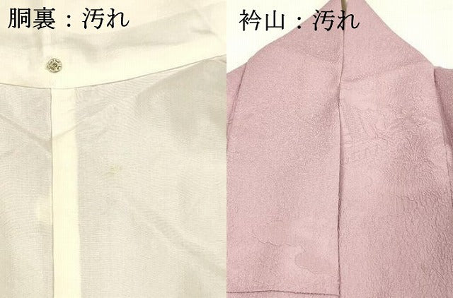 平和屋着物■上質な色無地 風景地紋 紅藤色 正絹 逸品 DABC8767cm