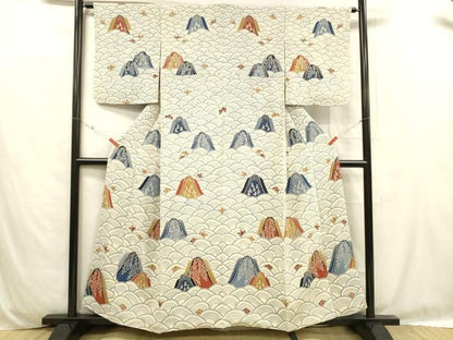 平和屋着物■上質な小紋 型染 流水草花文 正絹 逸品 DABC8769cm