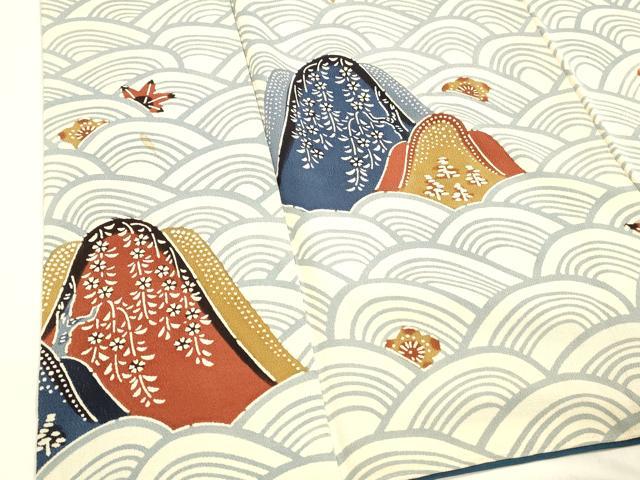 平和屋着物■上質な小紋 型染 流水草花文 正絹 逸品 DABC8769cm