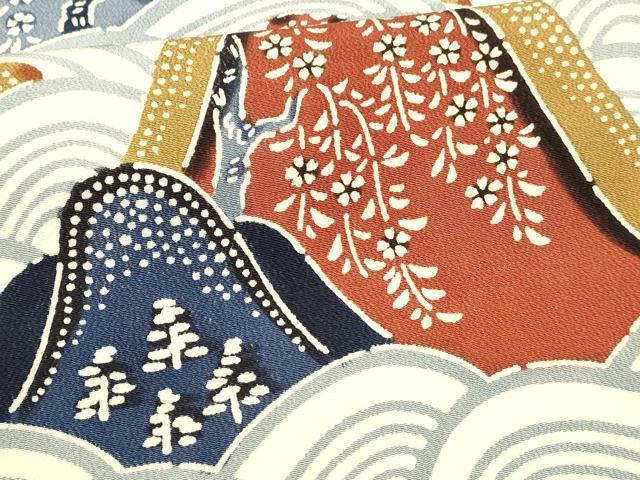 平和屋着物■上質な小紋 型染 流水草花文 正絹 逸品 DABC8769cm
